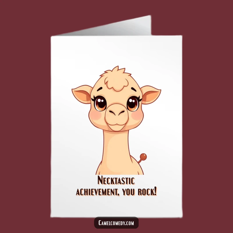 Free Printable Congrats Card: Humorous Kawaii Camel Neck Extended, Best Downloadable Gift