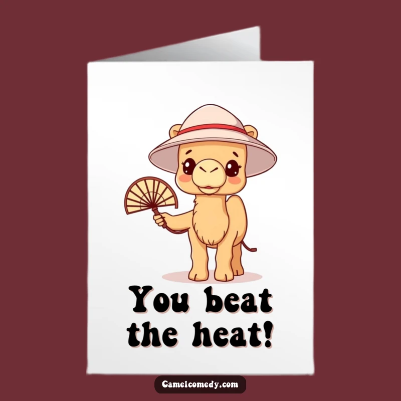 Free Printable Congrats Card: Kawaii Camel Cool Down, Funny Downloadable Gift for Achievement