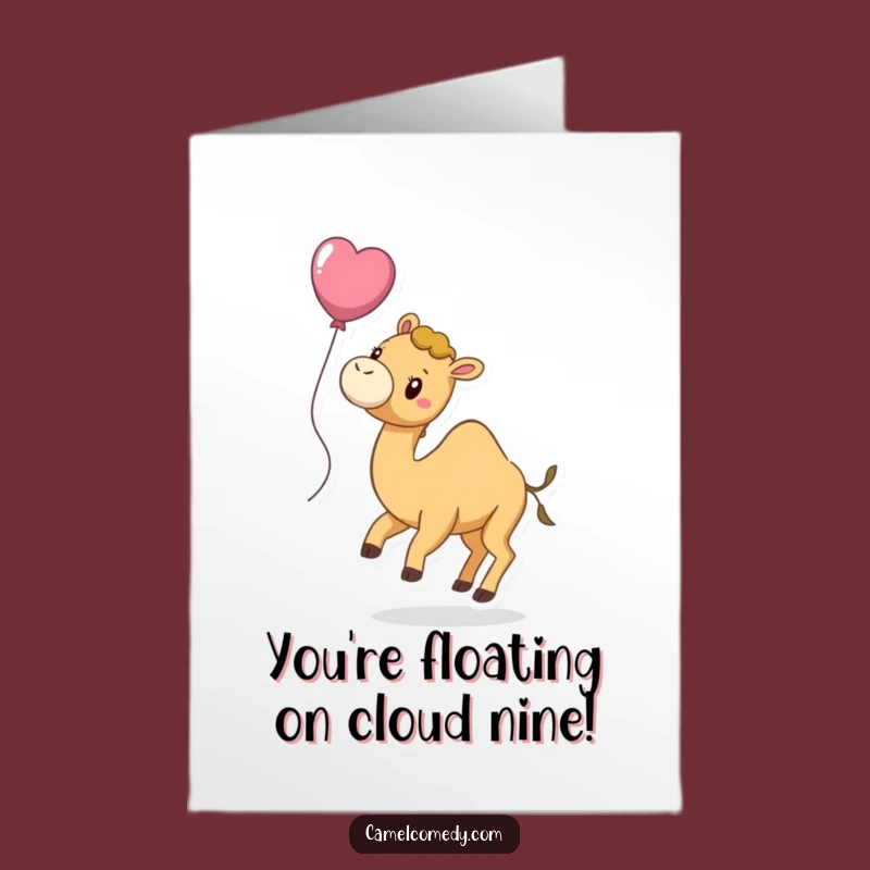 Free Printable Congrats Card: Playful Camel Balloon, Uplifting Downloadable Gift