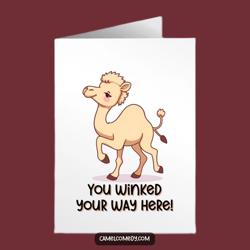 Free Printable Congrats Card: Winking Camel on the Move, Funny Downloadable Celebration Gift
