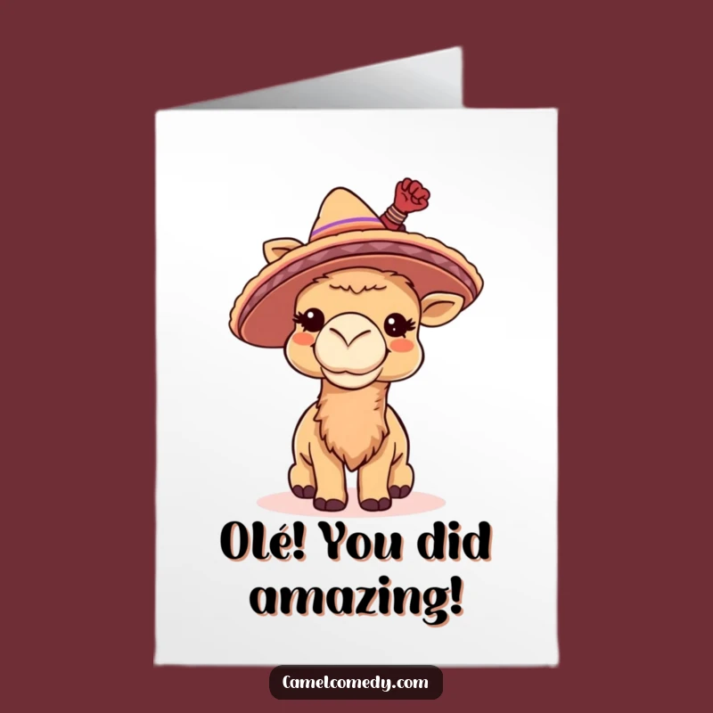 Free Printable Congrats Card: Giggling Camel Sombrero, Festive Downloadable Gift