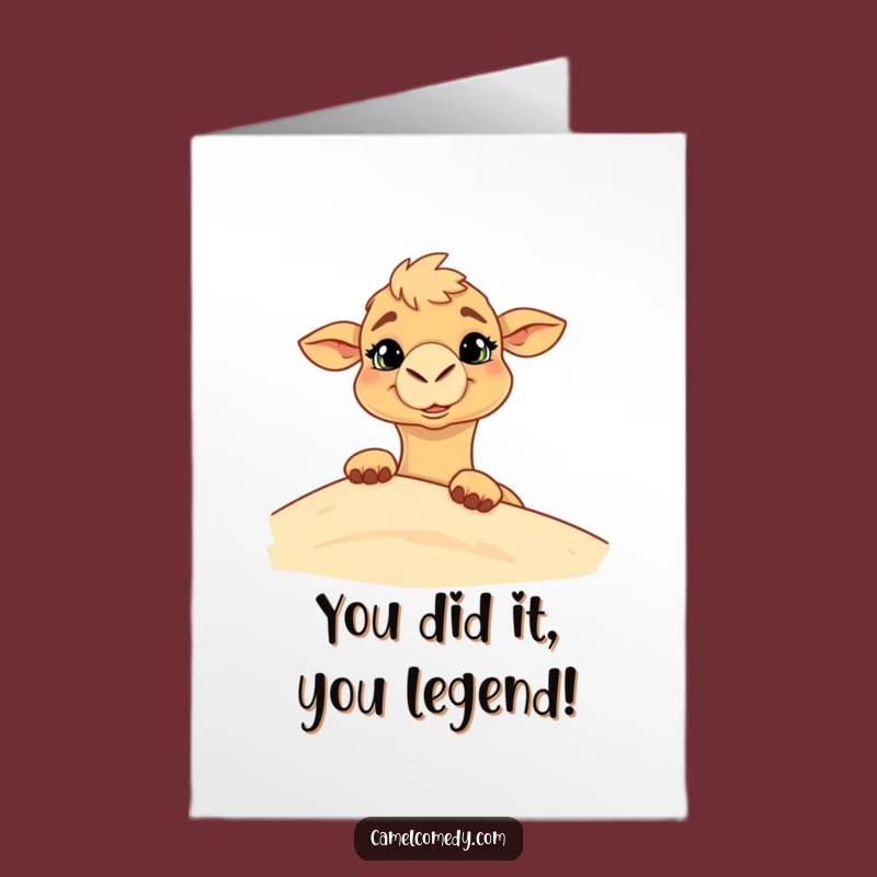 Free Printable Congrats Card: Goofy Camel Surprise, Humorous Downloadable Greeting