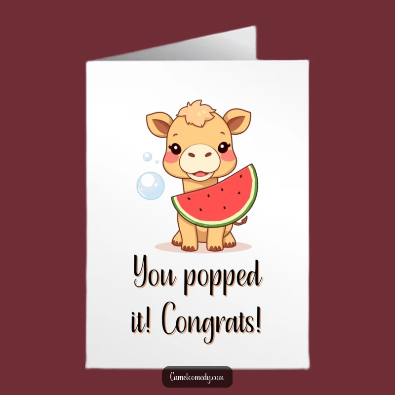 Free Printable Congrats Card: Camel Watermelon Bubble Poppin Success Downloadable Gift