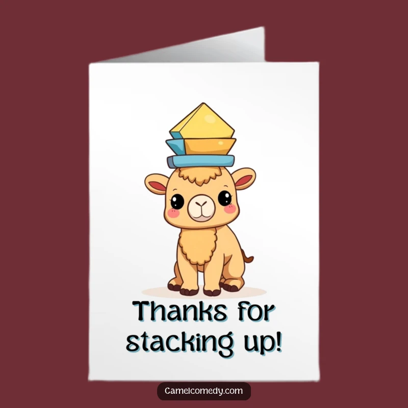 Free Printable Thank You Card: Balancing Camel - Funny Downloadable Gift!