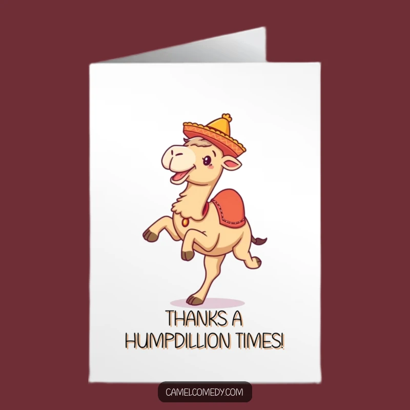 Free Printable Thank You Card: Hilarious Camel Kicking Legs, Downloadable Appreciation