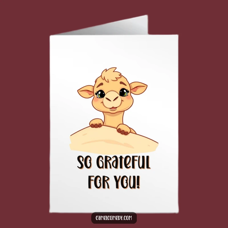 Free Printable Thank You Card: Goofy Camel Peek, Downloadable Humorous Gratitude