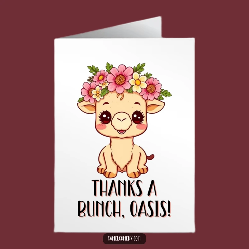 Free Printable Thank You Card: Kawaii Camel Flower Crown Downloadable Gift!