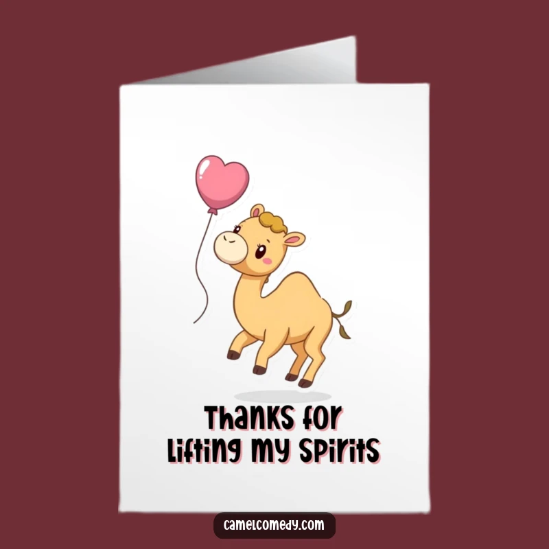 Free Printable Thank You Card: Playful Camel Balloon, Whimsical Downloadable Gift
