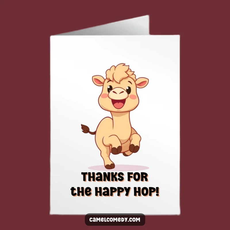 Free Printable Thank You Card: Hopping Camel, Funny Downloadable Gift Appreciation