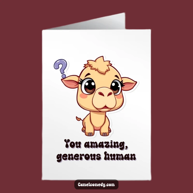 Free Printable Thank You Card: Surprised Camel, Humorous Downloadable Gift for Gratitude
