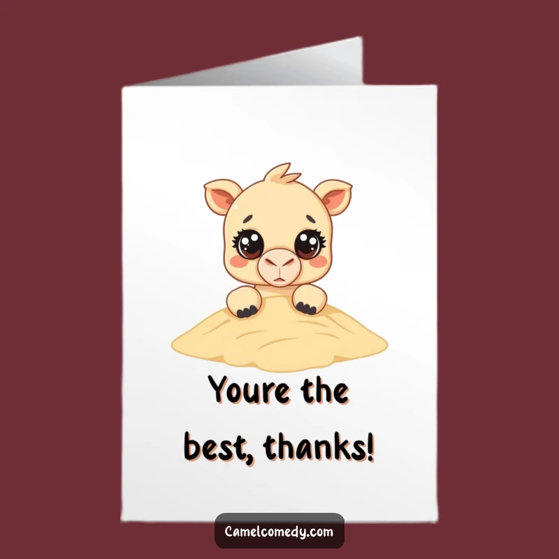 Free Printable Kawaii Camel Thank You Card: Cute Downloadable Gift to Show Gratitude