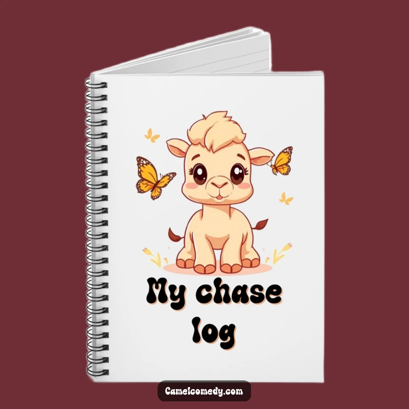 Funny Camel Butterfly Chase Notebook: Lined Whimsical Wide Eyes, Great Funny Gift