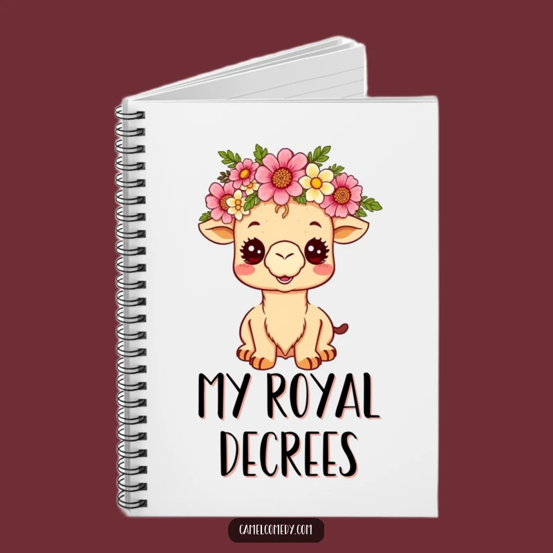 Funny Kawaii Camel Notebook - Royal Desert Flower Crown Journal
