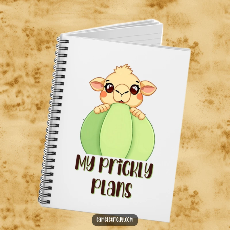 Funny Camel Notebook: Features a surprised camel peeking over a large cactus on its cover. Ideal funny gift.