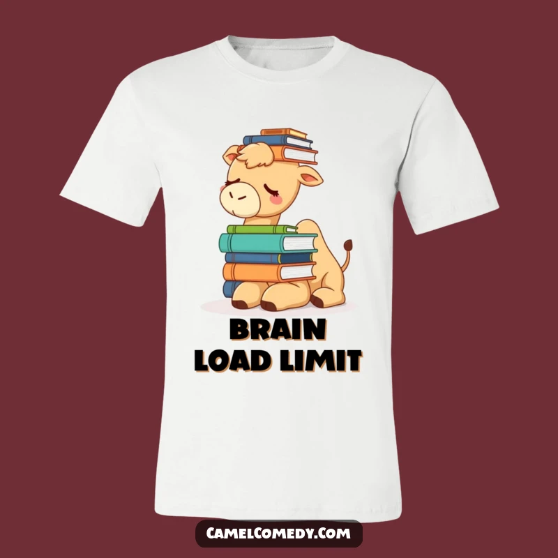 Funny Sleepy Camel T-Shirt - Comedic Stacks of Books, Ideal Funny Gift!