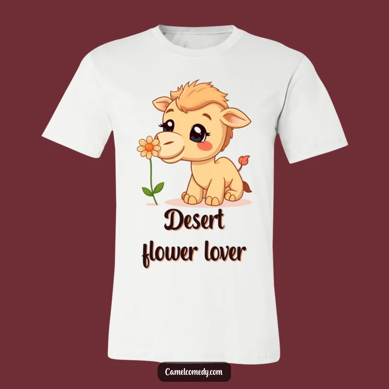 Funny Curious Camel T-Shirt - Desert Flower Fun, Perfect Gift for Animal Lovers