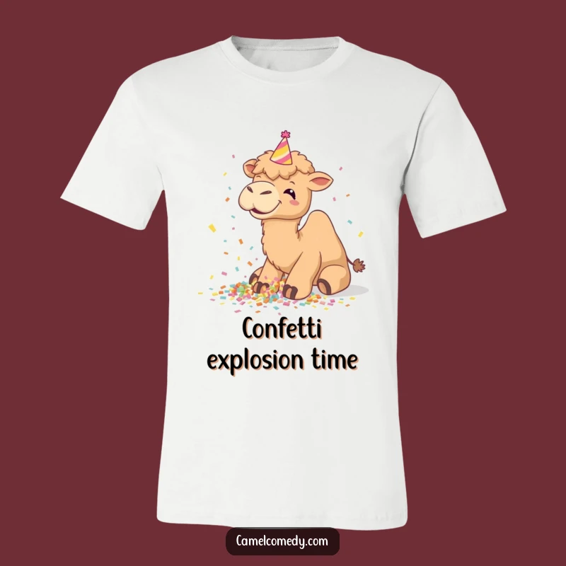 Funny Giggling Camel Confetti T-Shirt: Hilarious Party Animal Gift