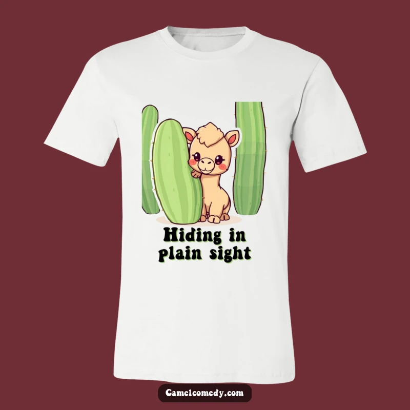 Funny Kawaii Camel Cactus T-Shirt: Cute Desert Peek, Ideal Funny Gift for Animal Fans