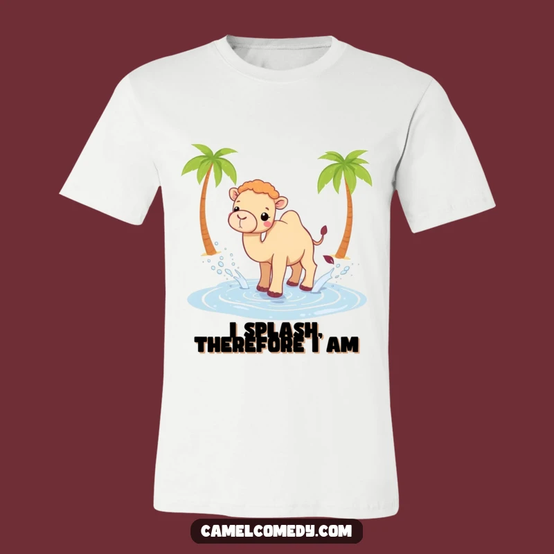 Funny Kawaii Camel T-Shirt - Playful Oasis Splash, Hilarious Gift Idea!