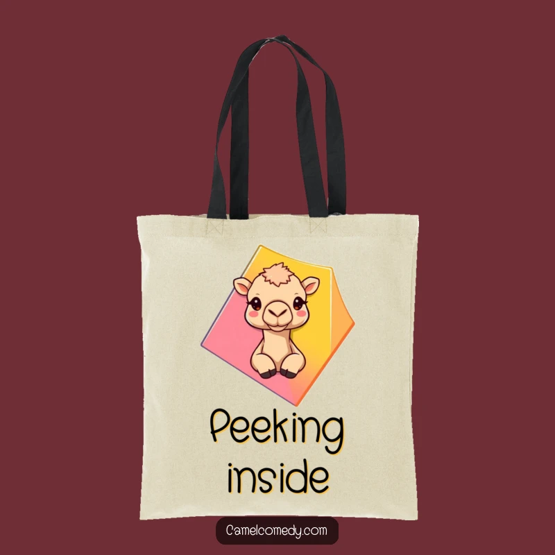 Funny Peeking Camel Tote Bag - Humorous Camel Accessory for Gifts